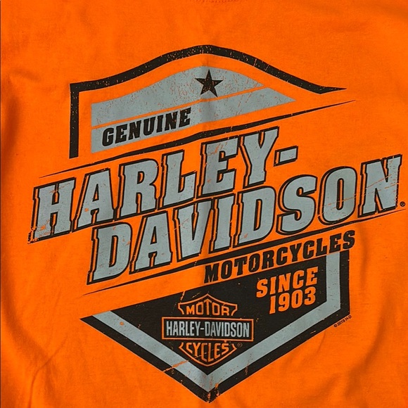 Harley-Davidson Men’s Orange Long Sleeve Shirt SZ M - Picture 3 of 7
